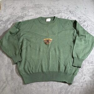 VTG BOGNER EMBROIDERED CREST HEAVYWEIGHT GREEN KNIT PULLOVER CREWNECK SWEATER XL